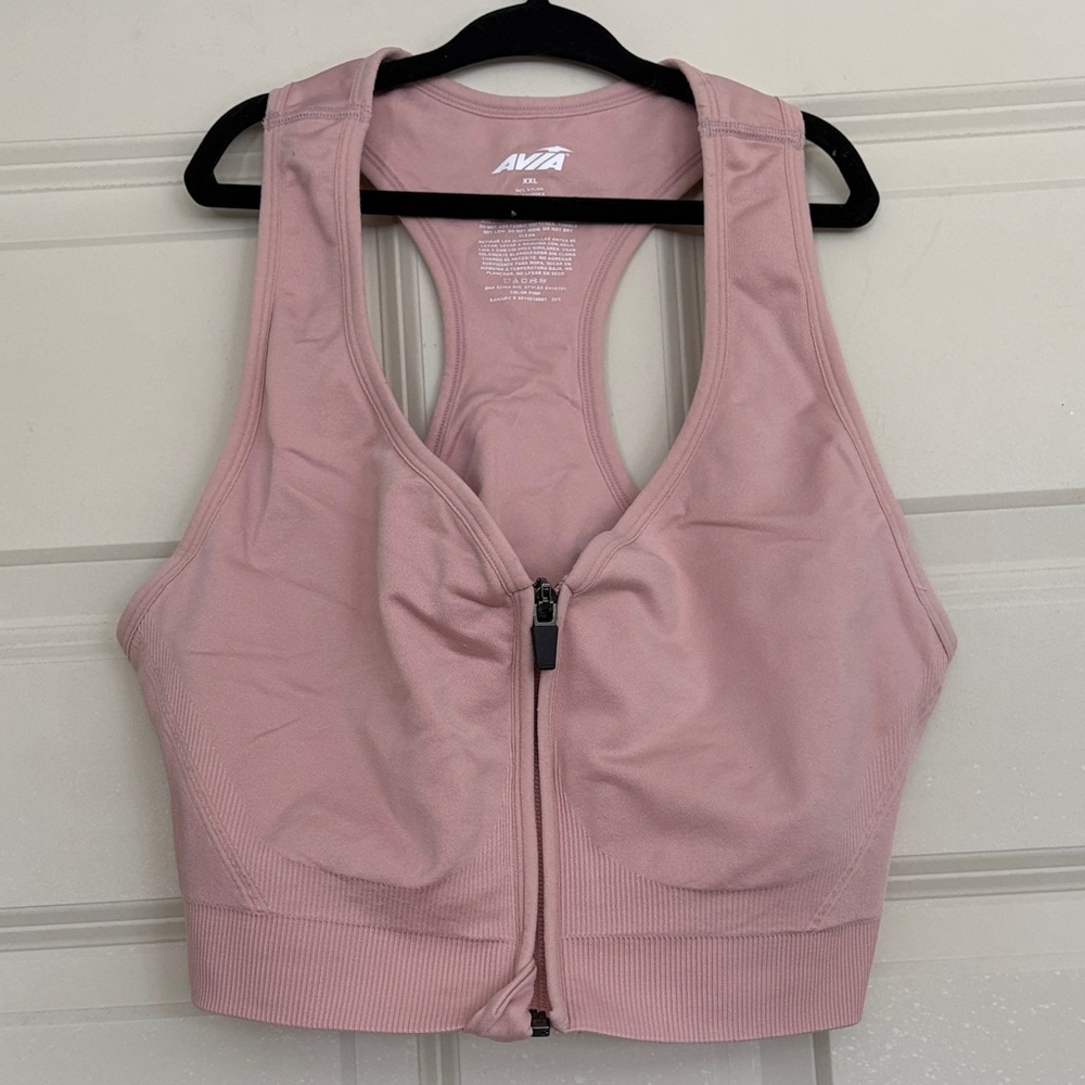 Avia Dusty Pink Zip-Front Sports Bra